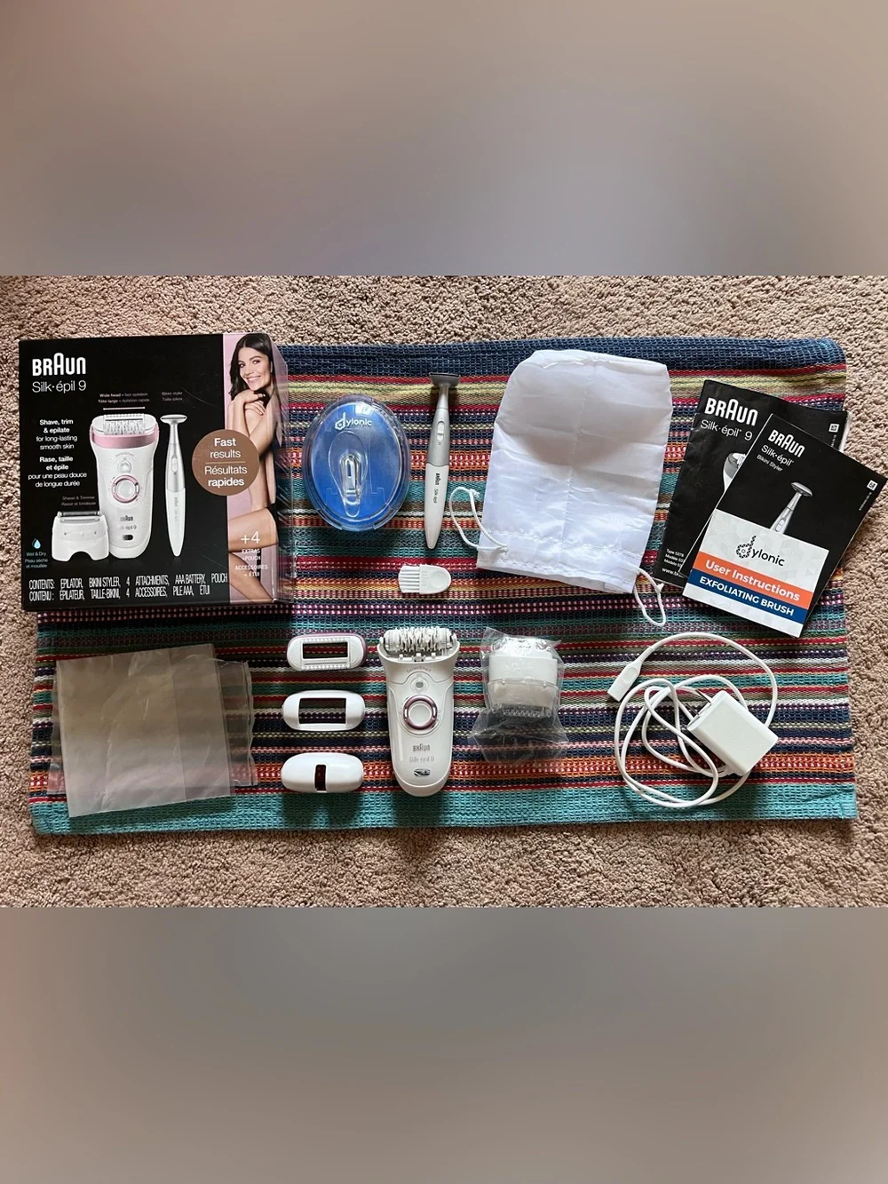 Braun Silk-épil 9 Wet & Dry Epilator + Accessories + Dylonic Exfoliating Brush